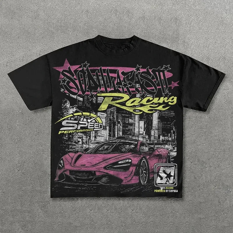 Graphic T-shirt Men Women Vintage Top Hip Hop Streetwear Oversized Tshirt Short Sleeve Casual Clothing Summer Fashion Trendy Tee