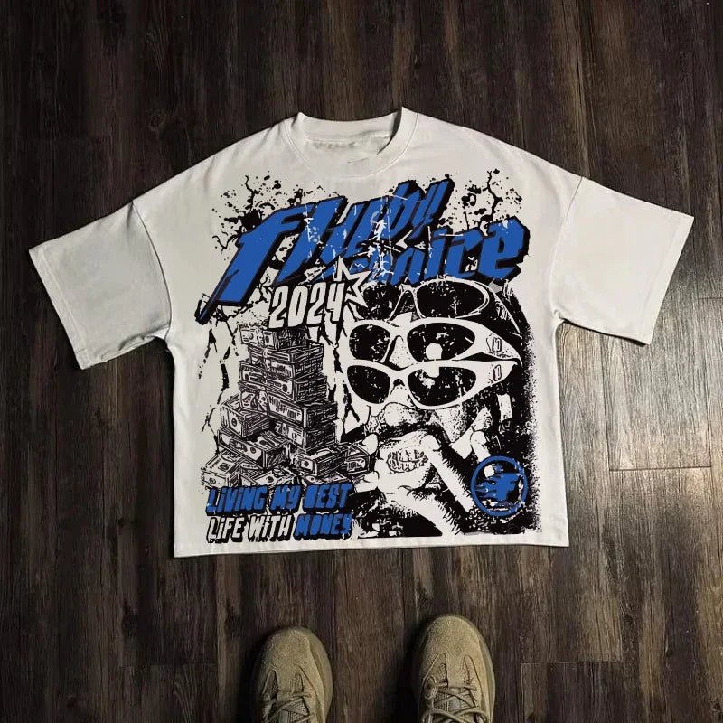 Graphic T-shirt Men Women Vintage Top Hip Hop Streetwear Oversized Tshirt Short Sleeve Casual Clothing Summer Fashion Trendy Tee