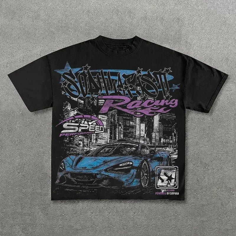 Graphic T-shirt Men Women Vintage Top Hip Hop Streetwear Oversized Tshirt Short Sleeve Casual Clothing Summer Fashion Trendy Tee